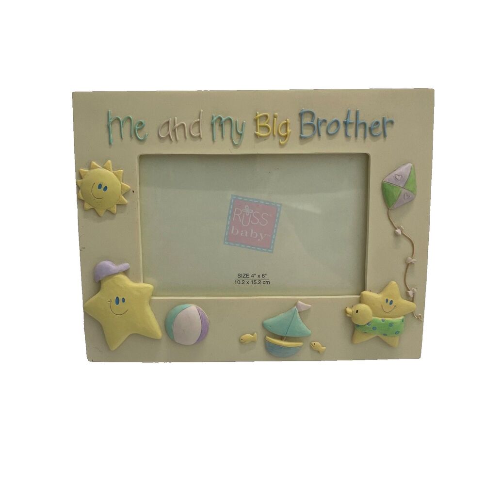 Vintage Russ Baby Me and My Big Brother 3D Pastel Accents Picture Frame